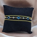 Gold-Blau-Kristallkettenarmband | Geschichtete Goldketten & Blaue Edelsteinakzente | Handgefertigter Filigranschmuck Australien