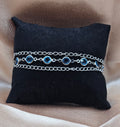 Blaues Kristall-Dreifachkettenarmband | Silberfarbenes Lagen-Design | Handgefertigter eleganter Schmuck Australien