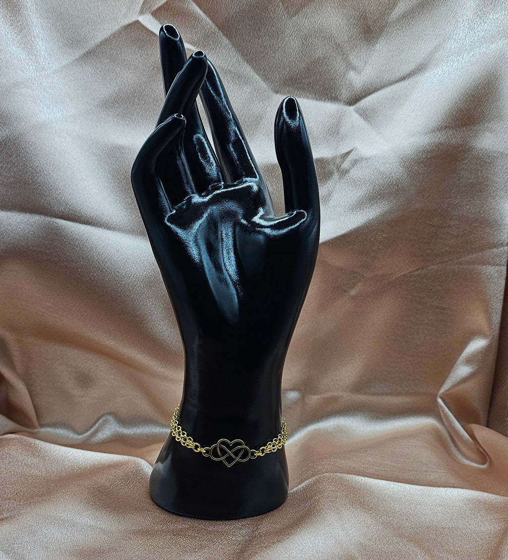 Gold Double Heart Infinity Bracelet | Intertwined Hearts Chain | Handmade Romantic Jewellery Australia
