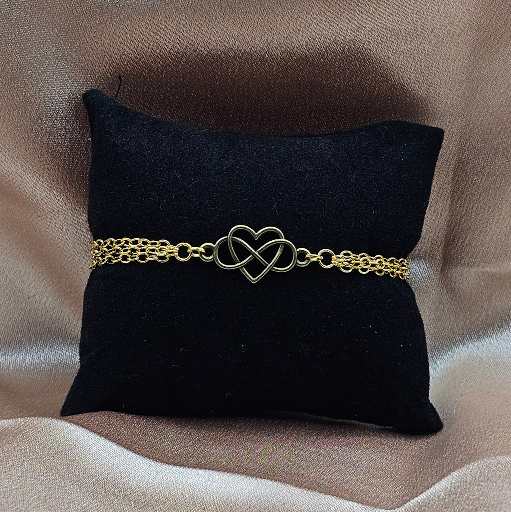 Gold Double Heart Infinity Bracelet | Intertwined Hearts Chain | Handmade Romantic Jewellery Australia