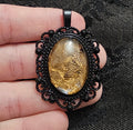 Real Lizard Shed Resin Pendant | Dragon Scale Texture in Black Gothic Frame | Handmade Witchy Jewellery