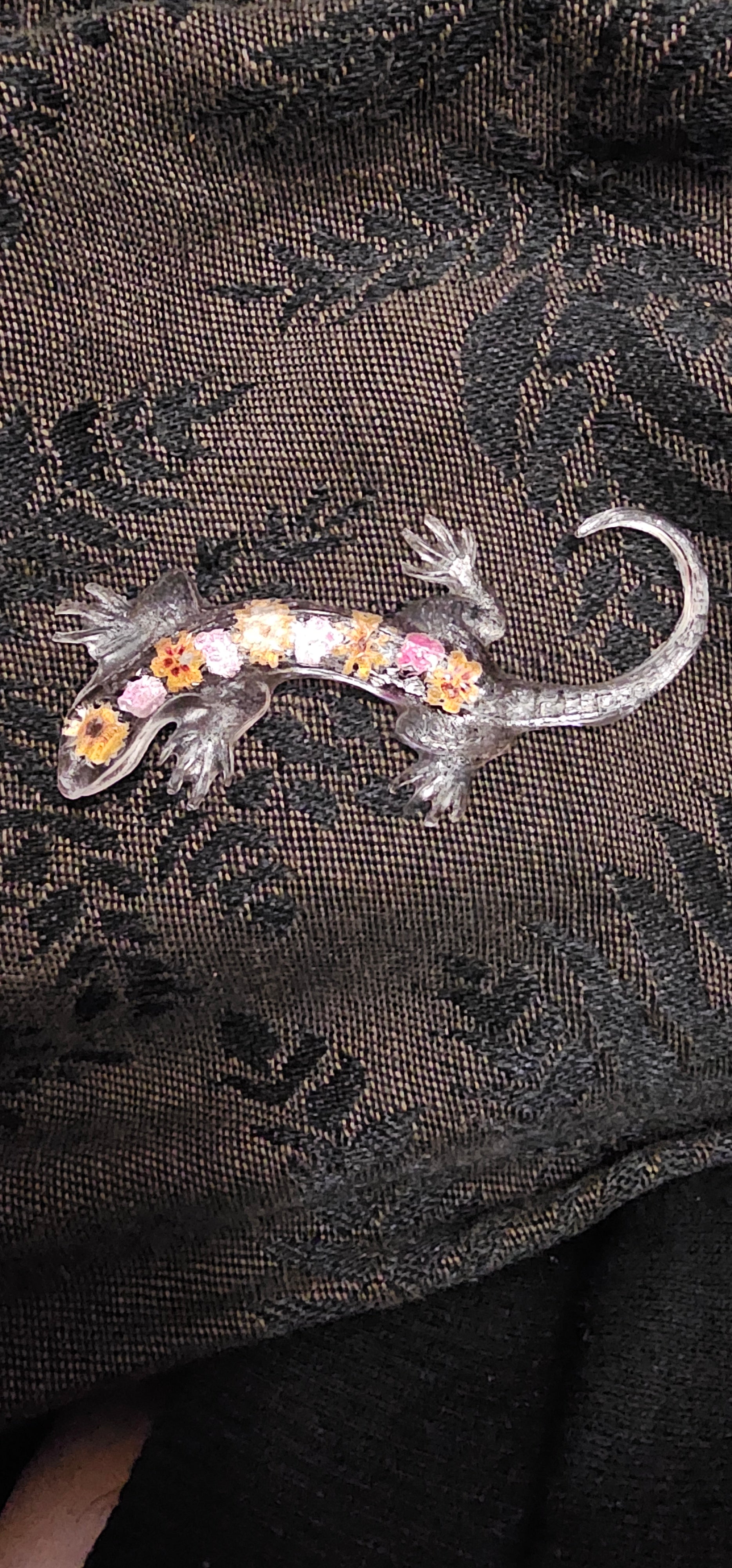 Floral Resin Gecko | Handmade Cottagecore Decor | One of a Kind | Resin Art Australia