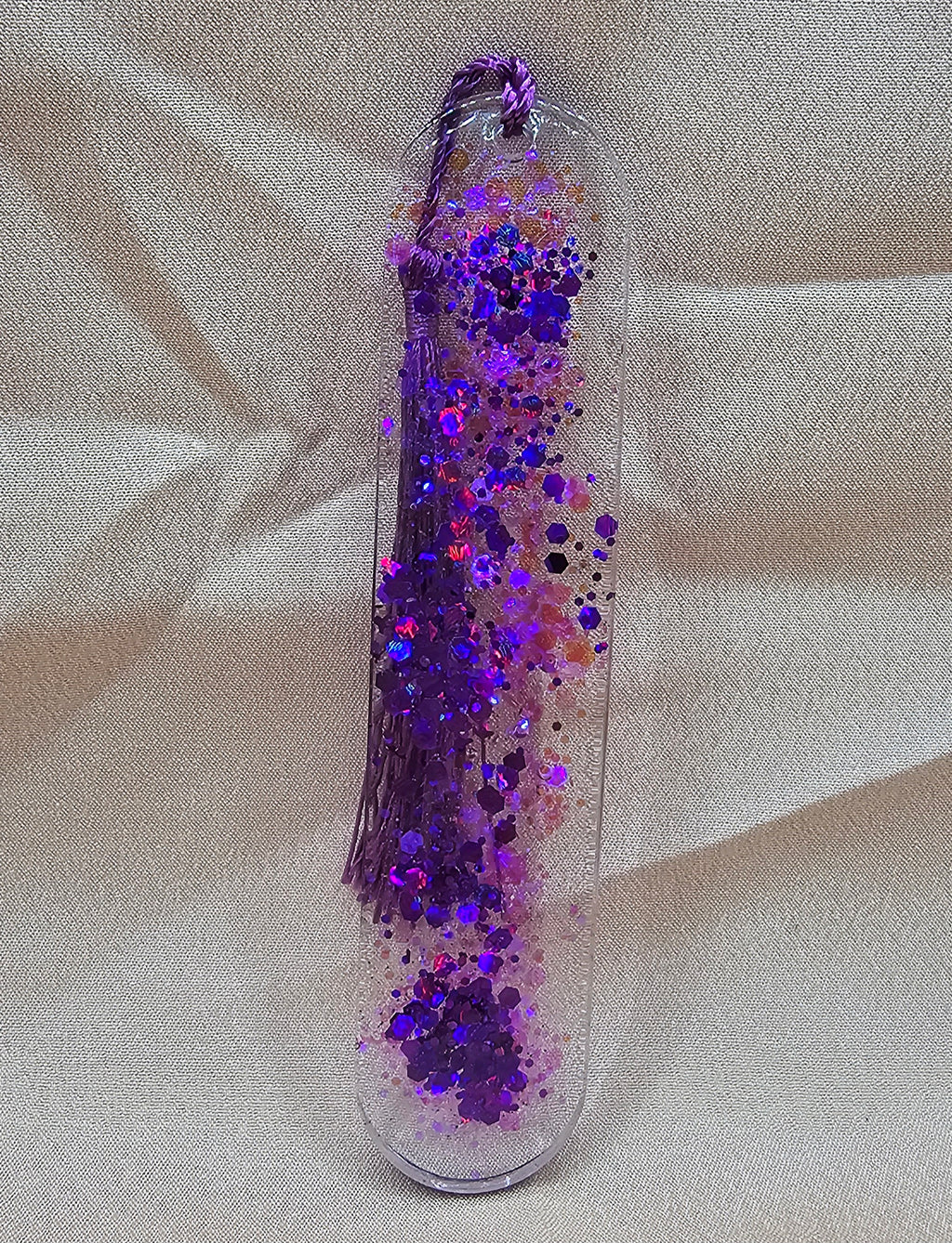 Purple Holographic Resin Bookmark | Iridescent Glitter & Mixed Purple Pink Flakes | Witchy Lunar Cottagecore Gift Australia