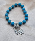 Turquoise Dreamcatcher Bracelet | Feather Charm Cluster & Silver Spacers | Handmade Boho Jewellery Australia
