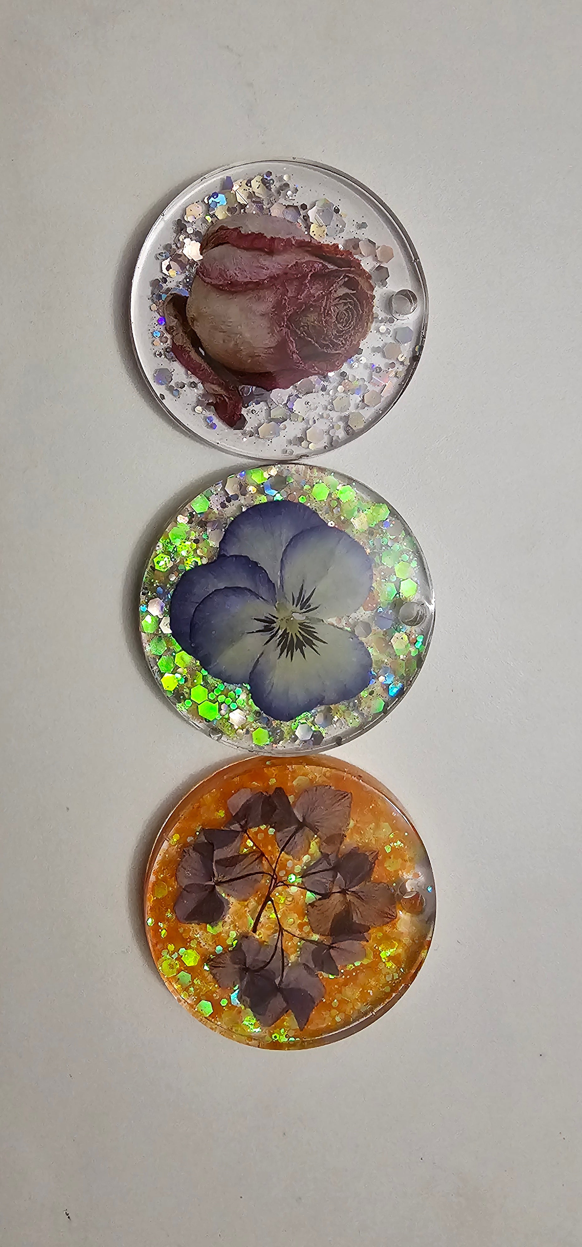 Dried Rose Resin Keychain | Silver Holographic Glitter | Handmade Dark Romantic Jewellery Australia