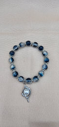 Midnight Blue Crystal & Pearl Drop Bracelet | Celestial Beaded Bracelet | Handmade Mooncore Jewellery Australia