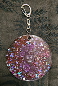 Sugar Skull Rose Resin Keychain – Mauve Glitter & Floral Skull | Gothic Dark Romantic Handmade Gift Australia