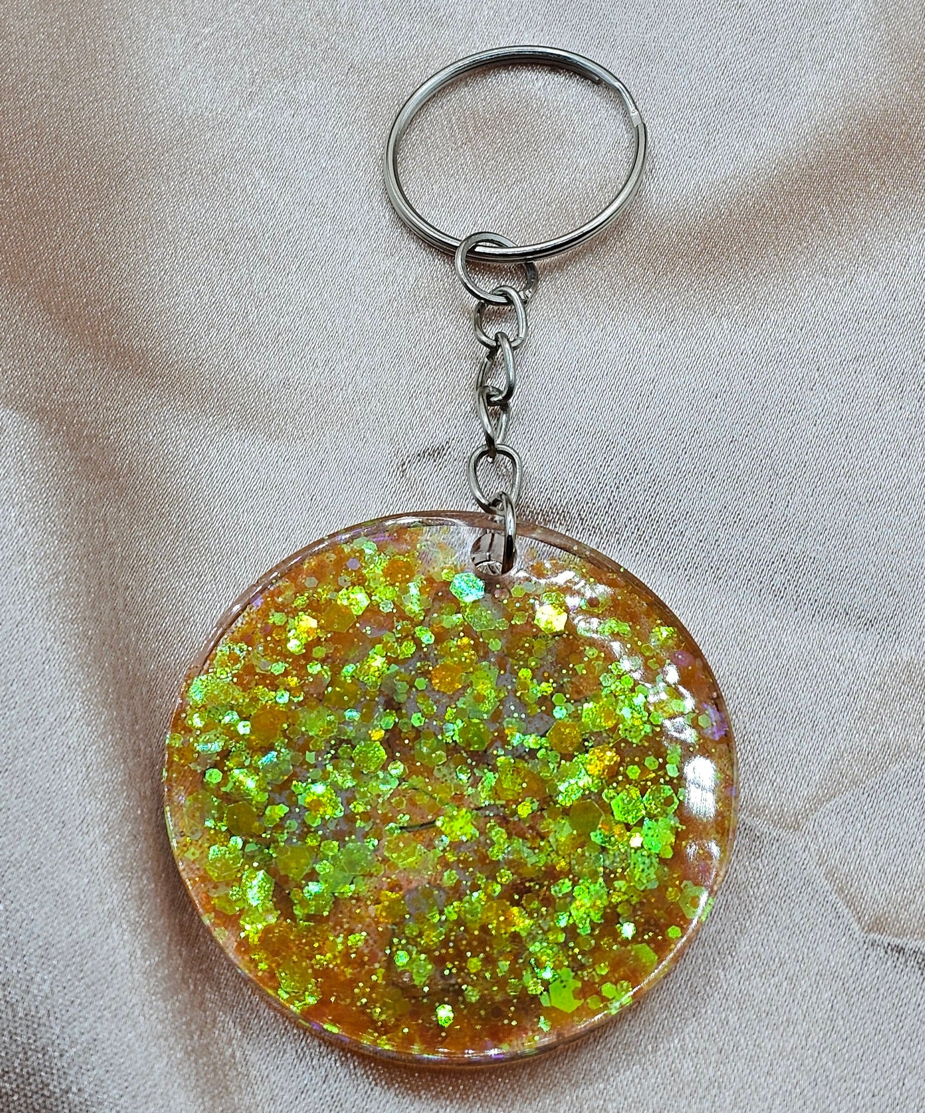 Pressed Autumn Leaves Resin Keychain | Yellow & Orange Glitter | Handmade Cottagecore Jewellery Australia
