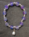 Galaxy Beaded Bracelet | Frosted Stardust Beads & Pearl Drop Charm | Handmade Mooncore Jewellery Australia