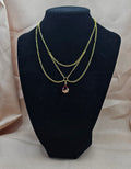 Red Teardrop Layered Necklace | Gold Triple Chain | Handmade Dark Romantic