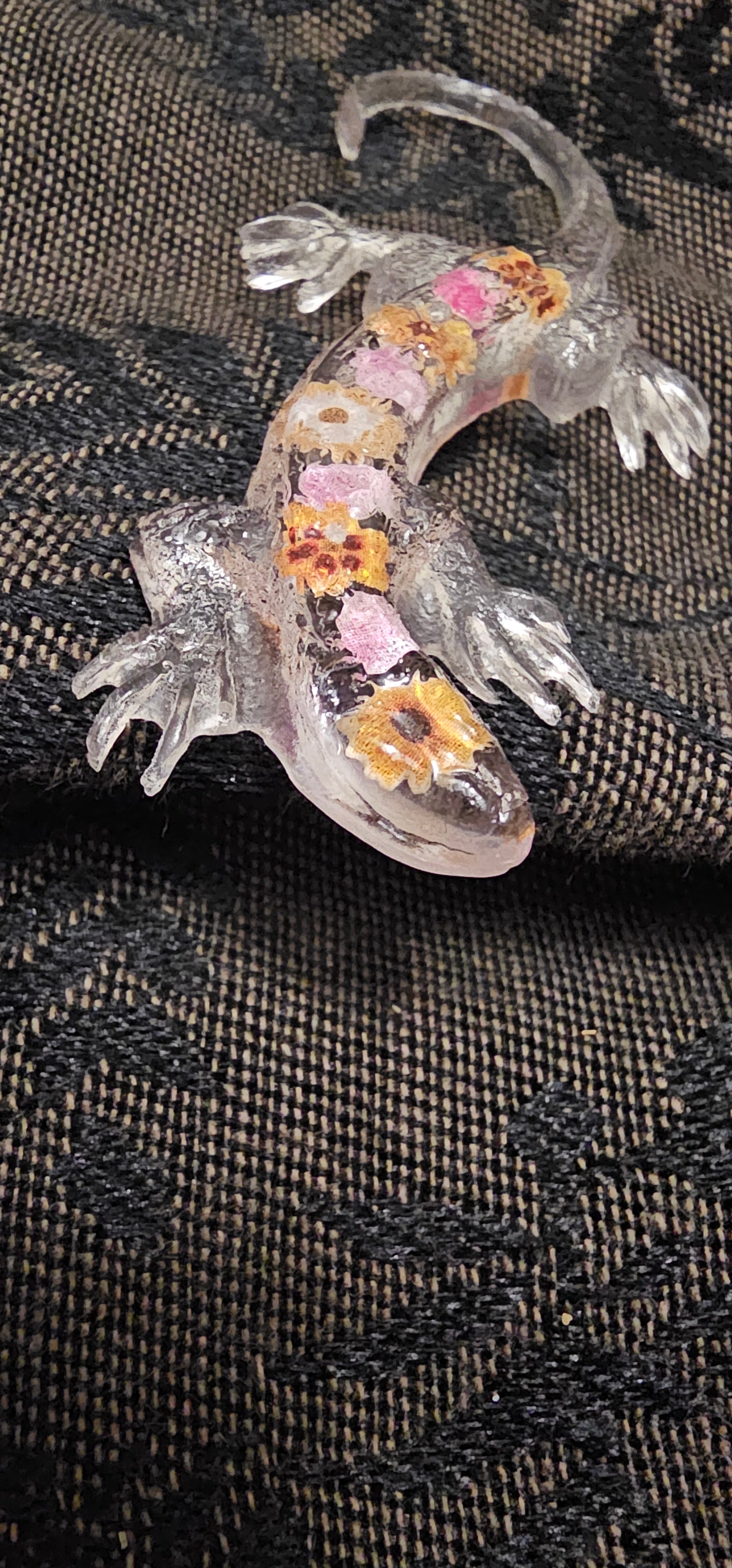 Floral Resin Gecko | Handmade Cottagecore Decor | One of a Kind | Resin Art Australia