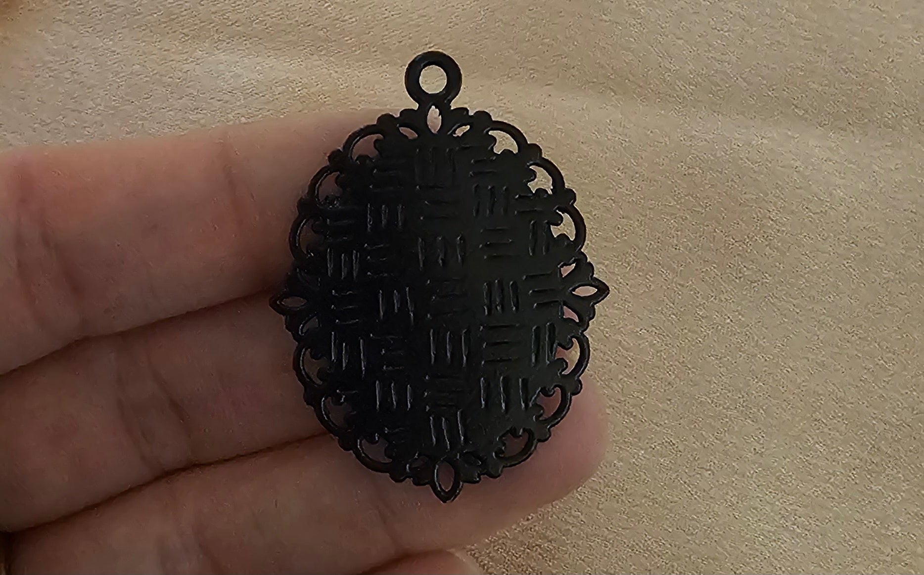 Real Dried Flower Bud Oval Resin Pendant | Black Gothic Victorian Filigree Frame | Handmade Dark Botanical Jewellery