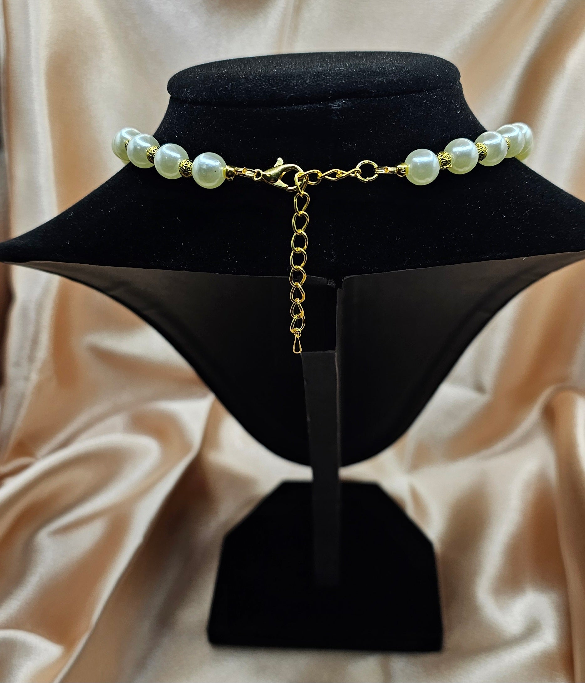 Handmade pearl and black flower pendant necklace, elegant gothic jewellery Australia