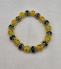 Black & Amber Gold Filigree Bracelet | Gothic Beaded Stretch Bracelet | Handmade Dark Jewellery Australia
