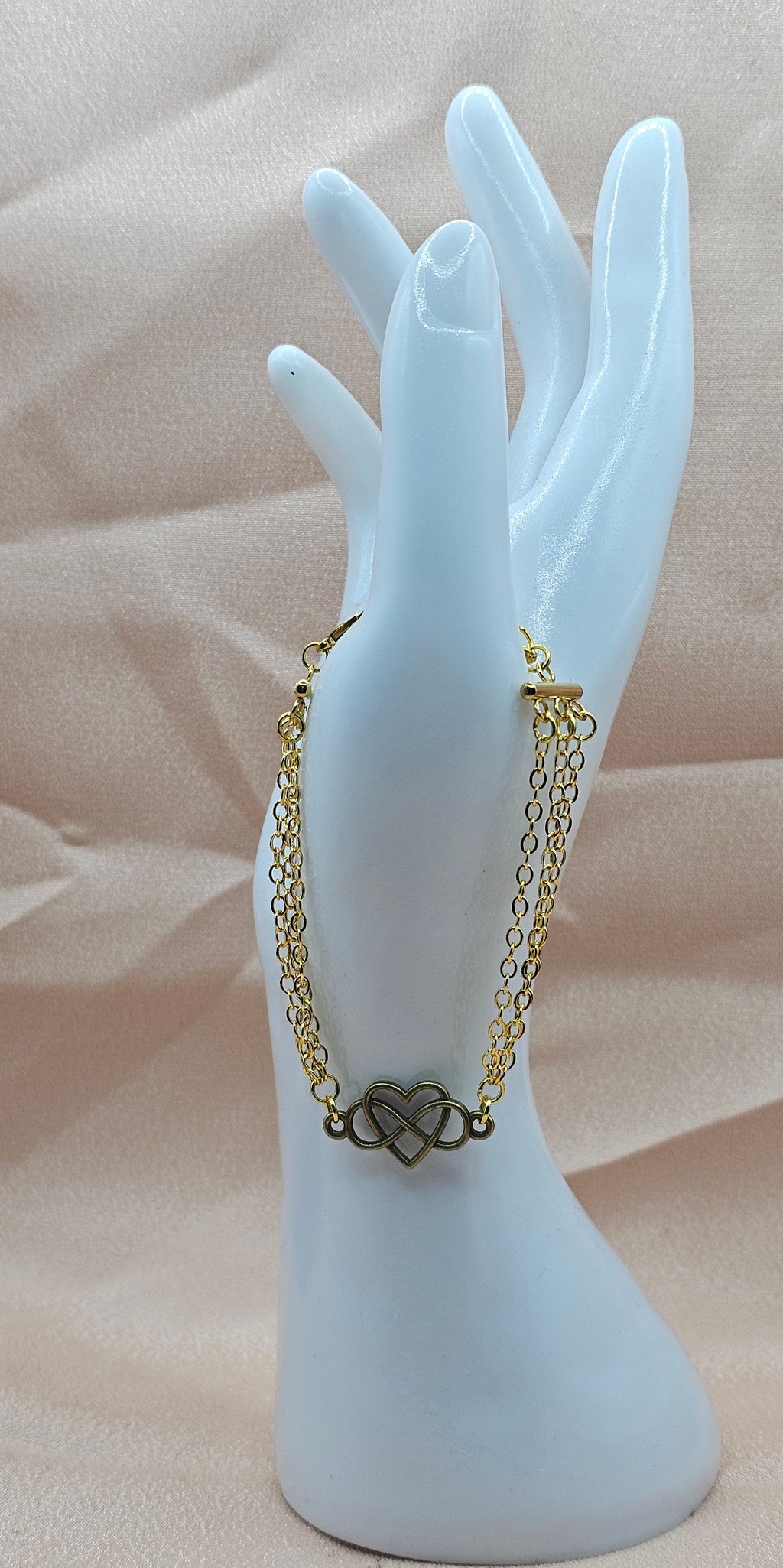 Gold Double Heart Infinity Bracelet | Intertwined Hearts Chain | Handmade Romantic Jewellery Australia