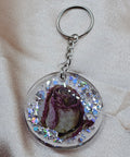 Dried Rose Resin Keychain | Silver Holographic Glitter | Handmade Dark Romantic Jewellery Australia