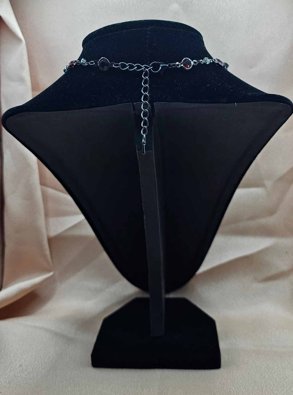 Bat Heart Gothic Necklace | Black Bat Wing Pendant & Red Garnet Drop | Handmade