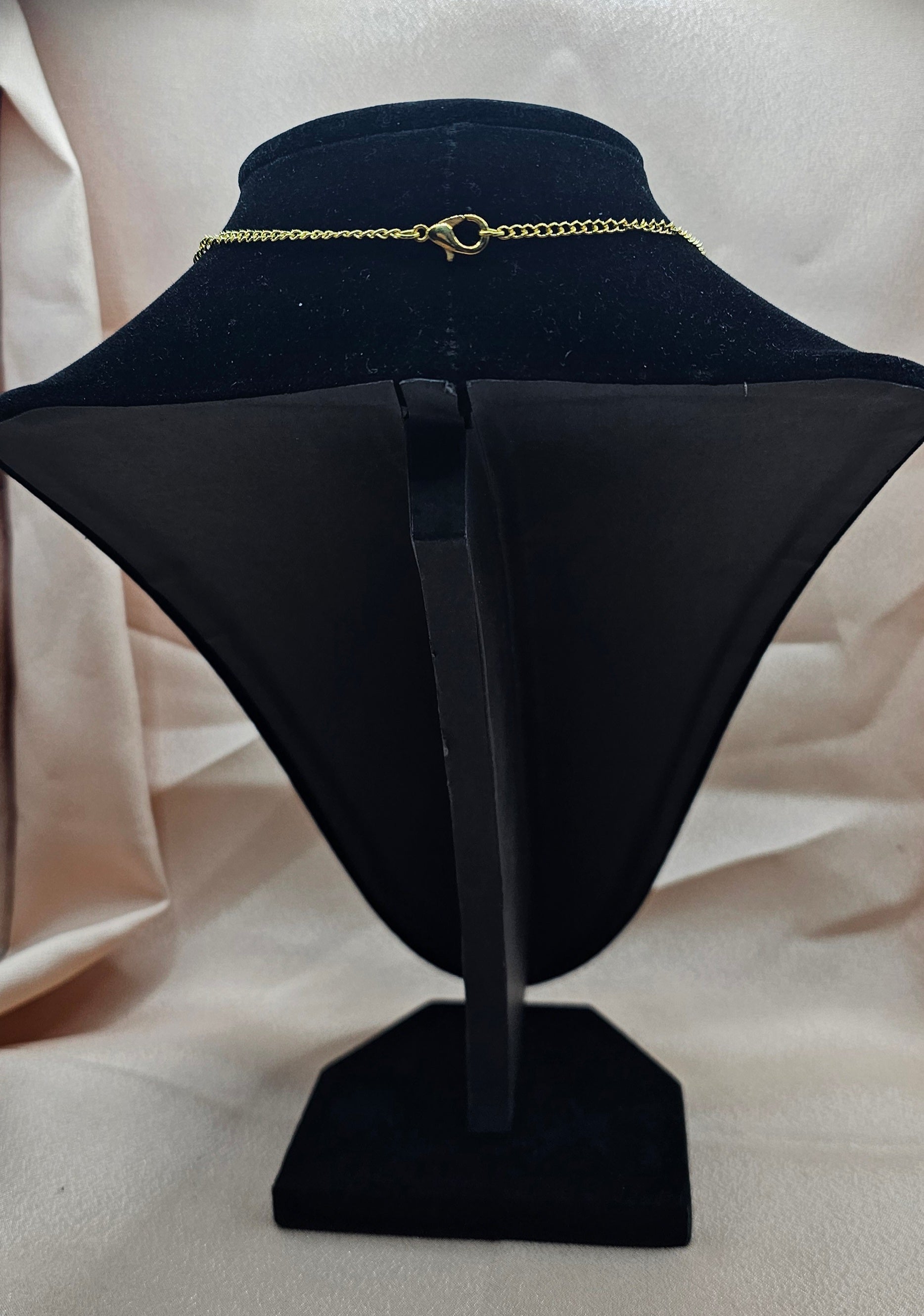 Red Teardrop Layered Necklace | Gold Triple Chain | Handmade Dark Romantic