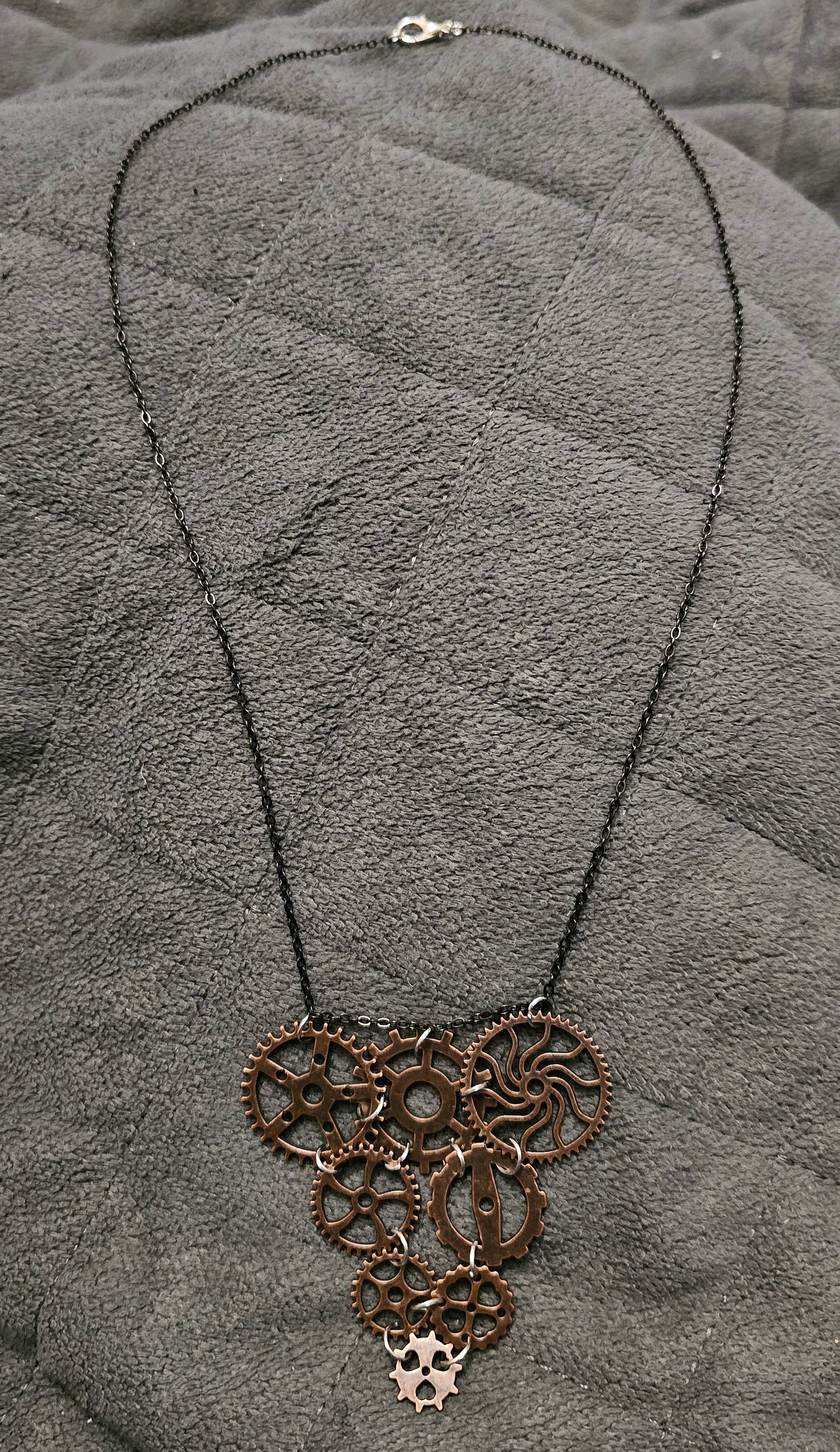 Steampunk Gear Necklace | Bronze Clockwork Pendant | Handmade Gothic Industrial Jewellery