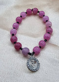 Pink Beaded Bracelet | Rhinestone Heart Charm & Black Accents | Handmade Coquette Jewellery Australia