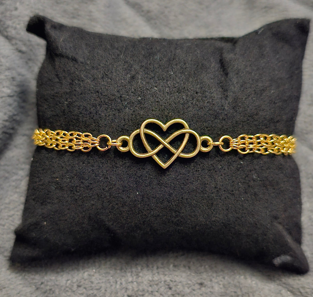 Gold Double Heart Infinity Bracelet | Intertwined Hearts Chain | Handmade Romantic Jewellery Australia