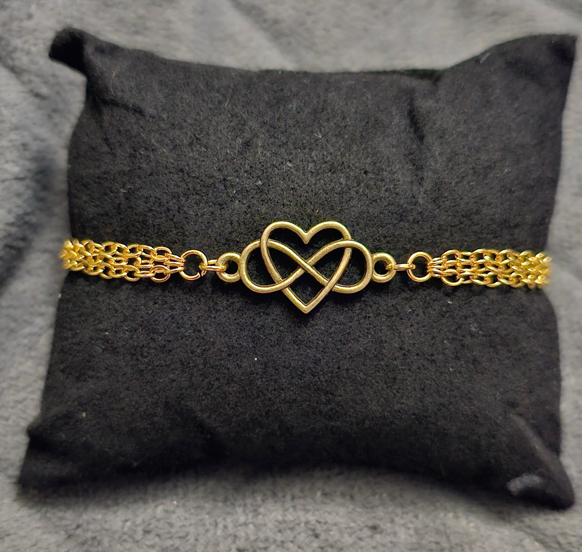 Gold Double Heart Infinity Bracelet | Intertwined Hearts Chain | Handmade Romantic Jewellery Australia