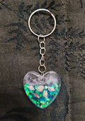 Ocean Heart Resin Keychain – Real Shells & Teal Iridescent Glitter | Coastal Fairycore Handmade Gift Australia