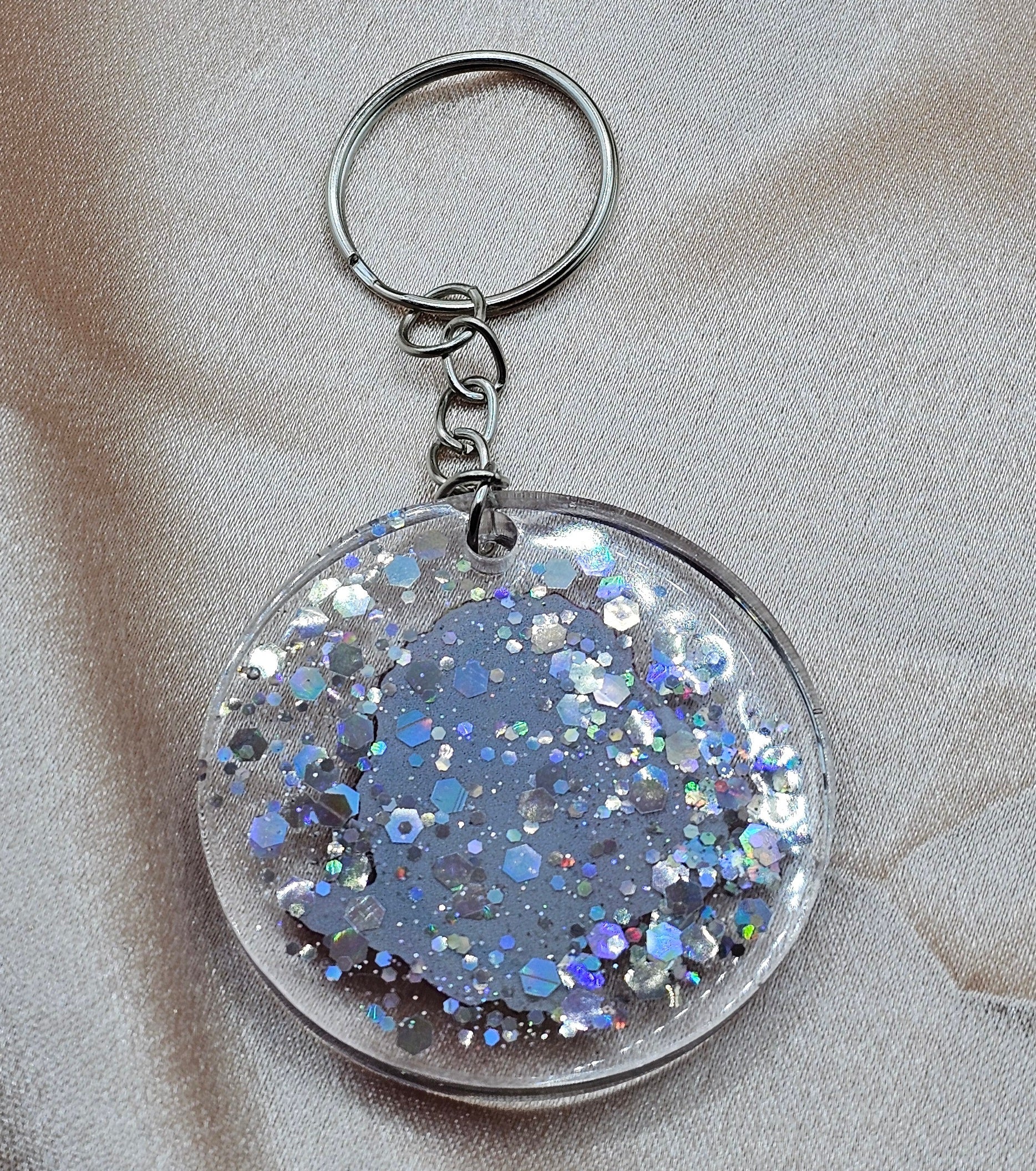 Dried Rose Resin Keychain | Silver Holographic Glitter | Handmade Dark Romantic Jewellery Australia