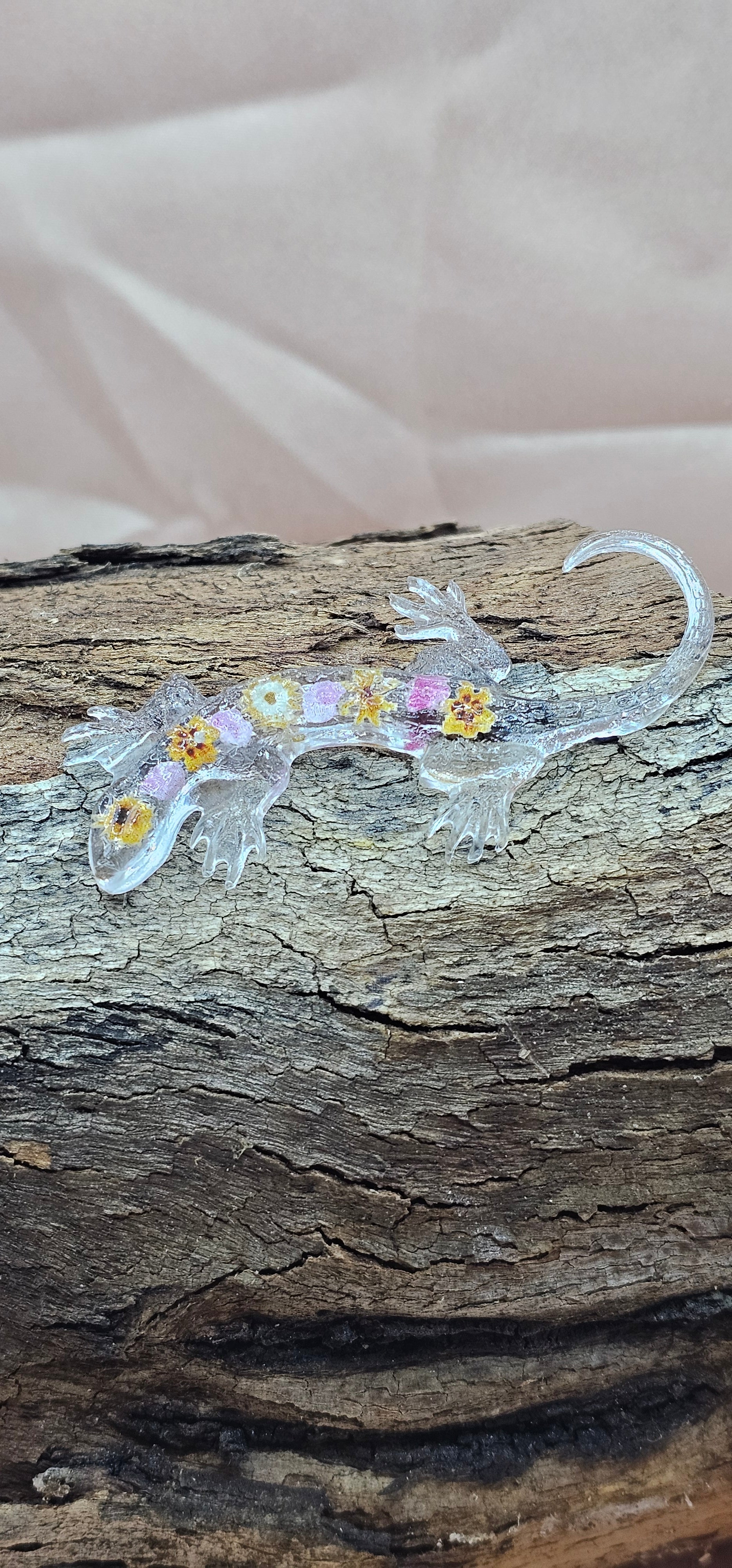 Floral Resin Gecko | Handmade Cottagecore Decor | One of a Kind | Resin Art Australia