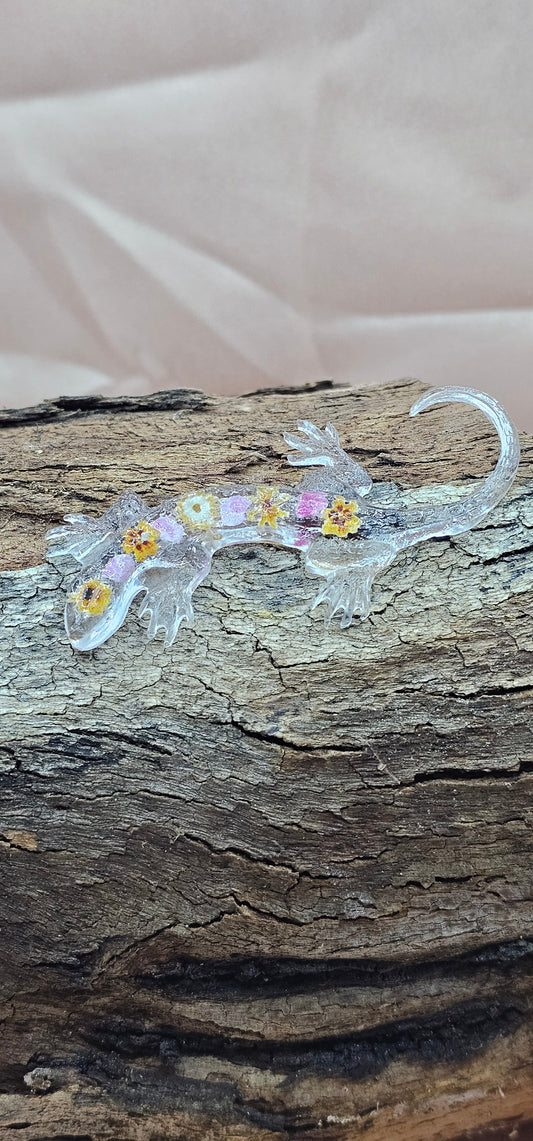 Floral Resin Gecko | Handmade Cottagecore Decor | One of a Kind | Resin Art Australia