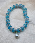Blue Chalcedony Bracelet | Pearl Charm & Silver Filigree | Handmade Ocean-Inspired Jewellery Australia