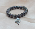 Cloisonne Bead Bracelet | Pearl Charm & Dark Filigree | Handmade Dark Romantic Jewellery Australia