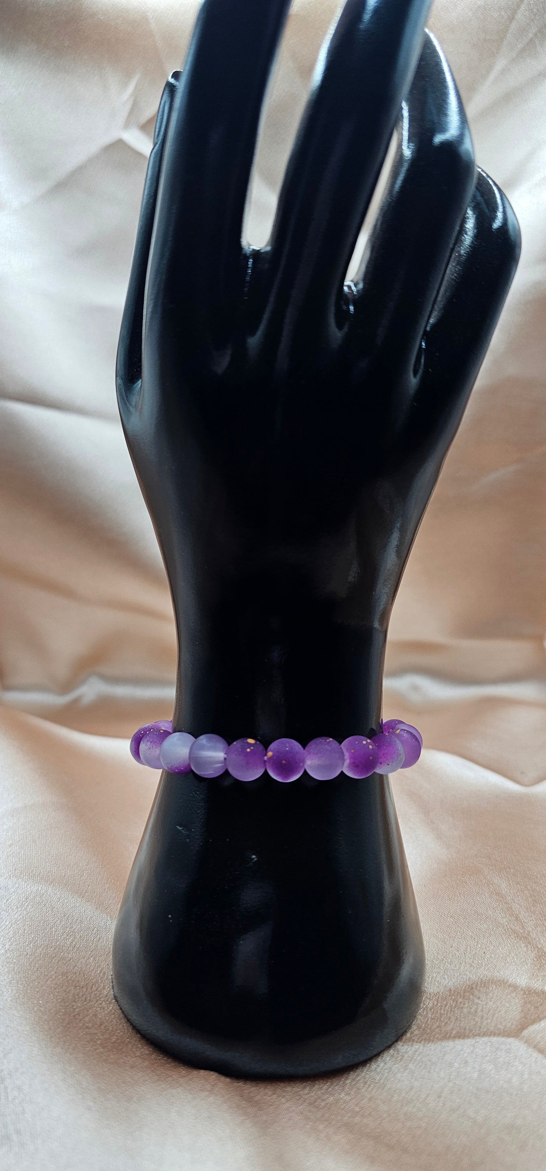 Frosted Purple Infinity Heart Beaded Bracelet | Witchy Romantic Handmade Jewellery | Made in Australia