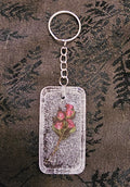 Pink Rose Resin Keychain | Dried Flower Bouquet in Clear Resin with Silver Glitter | Romantic Cottagecore Gift Australia