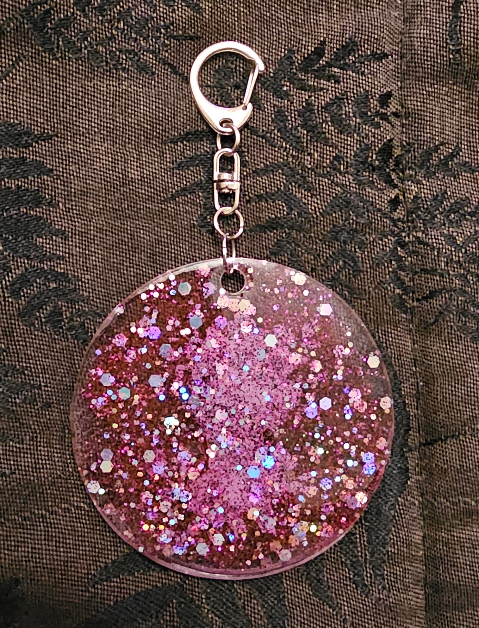 Sugar Skull Rose Resin Keychain – Mauve Glitter & Floral Skull | Gothic Dark Romantic Handmade Gift Australia