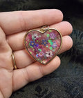 Violet Garden Heart Resin Keychain – Purple Glitter & Real Botanical Flowers | Witchy Handmade Jewellery Australia