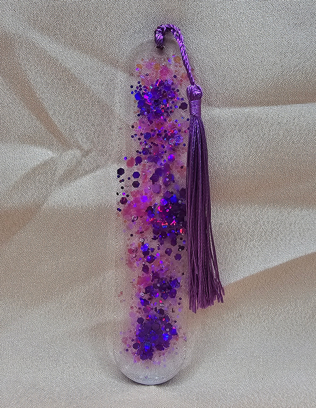Purple Holographic Resin Bookmark | Iridescent Glitter & Mixed Purple Pink Flakes | Witchy Lunar Cottagecore Gift Australia