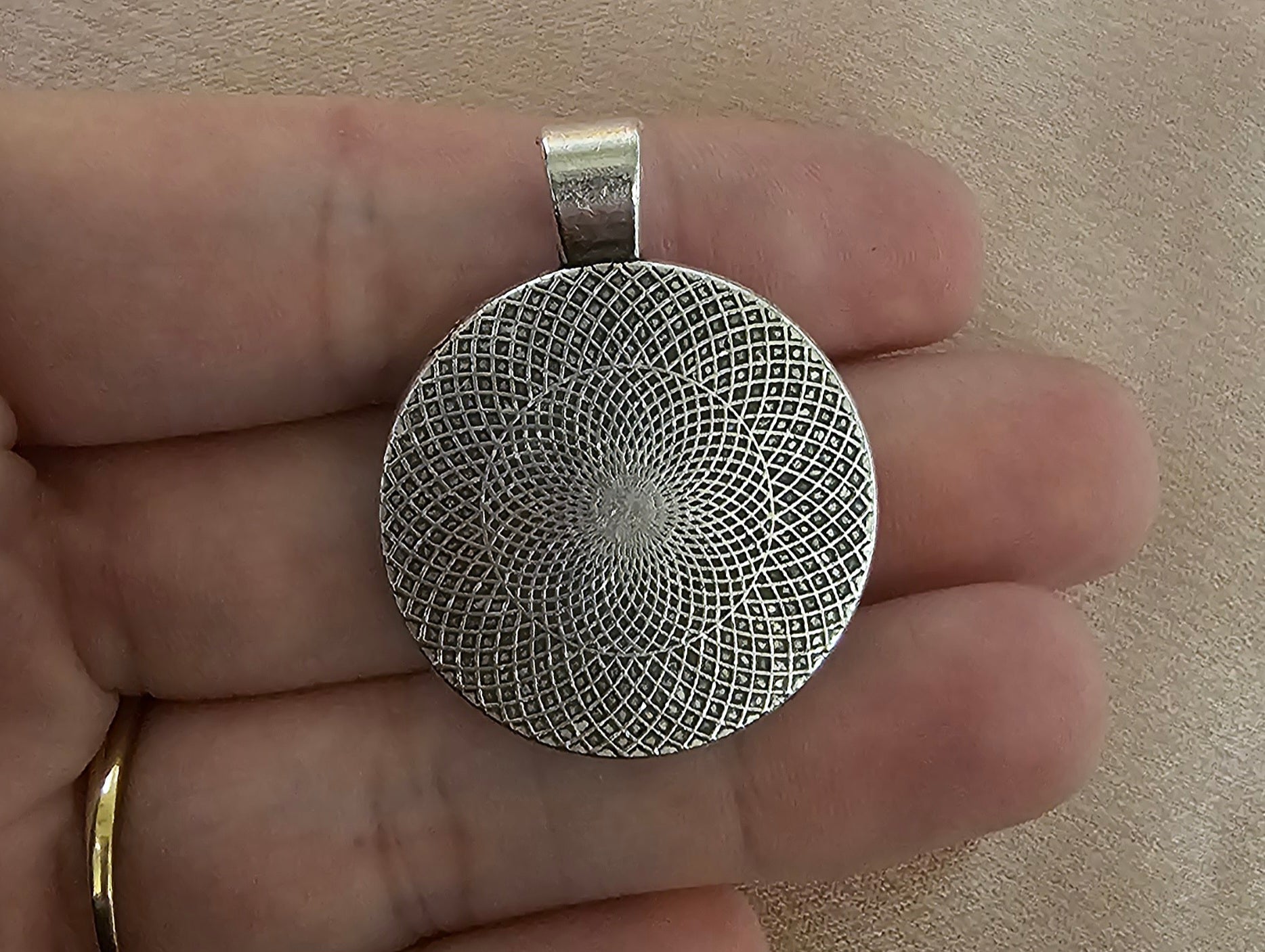 Real Purple Flower Round Resin Pendant | Pressed Botanical on Silver Lattice Filigree | Handmade Cottagecore Jewellery