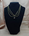 Layered Gold Necklace | Black Teardrop Crystal Pendant | Handmade Gothic Elegant