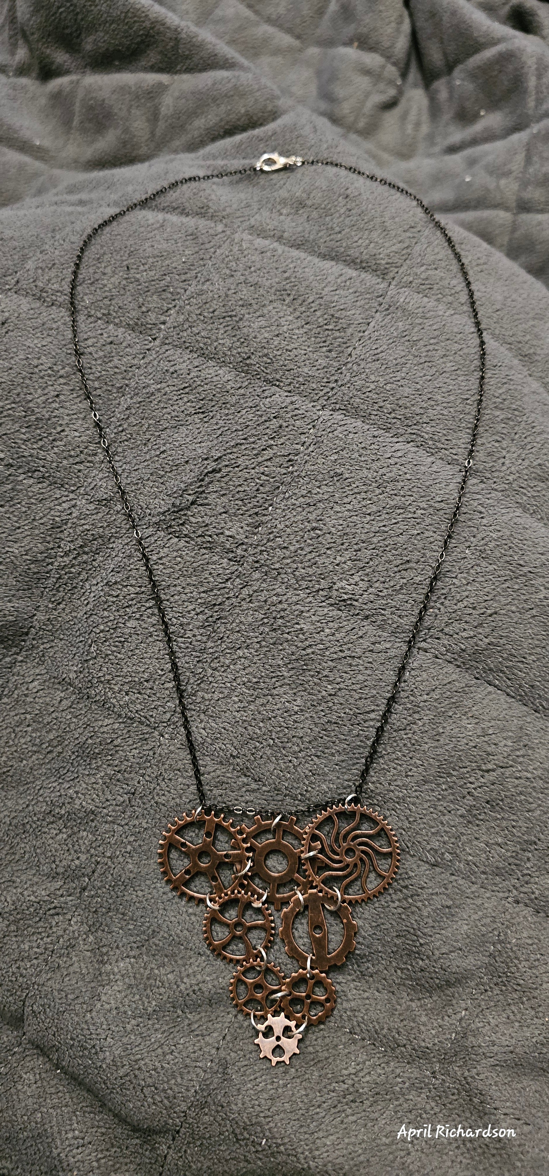 Steampunk Gear Necklace | Bronze Clockwork Pendant | Handmade Gothic Industrial Jewellery