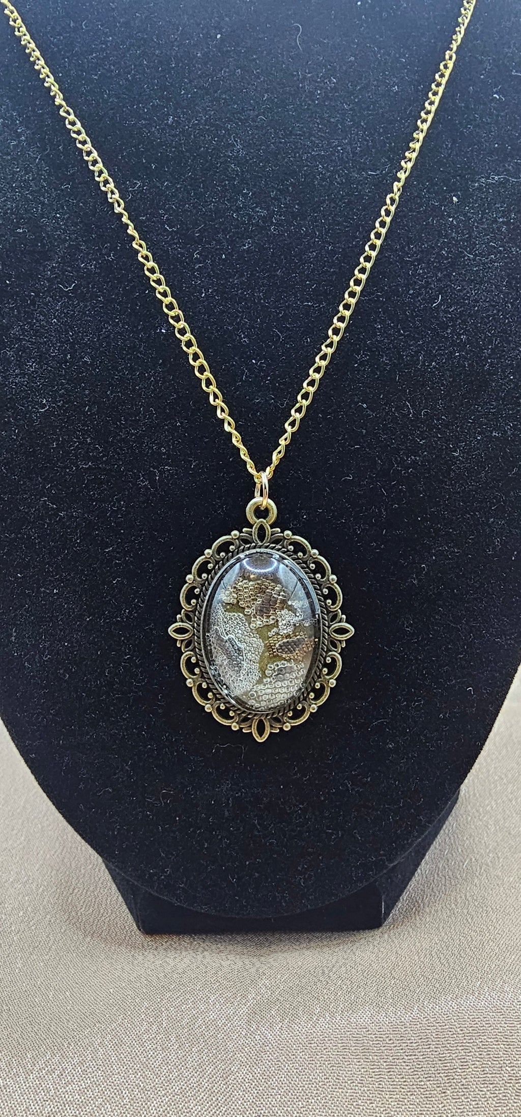 Batman's Relic — Pilbara Rock Monitor Lizard Skin Resin Pendant Necklace | Antique Bronze Filigree | Witchy Gothic Australian Handmade