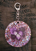 Cracked Crystal Rose Resin Keychain – Pink Iridescent Glitter & Floral Heart | Dark Romantic Handmade Gift Australia