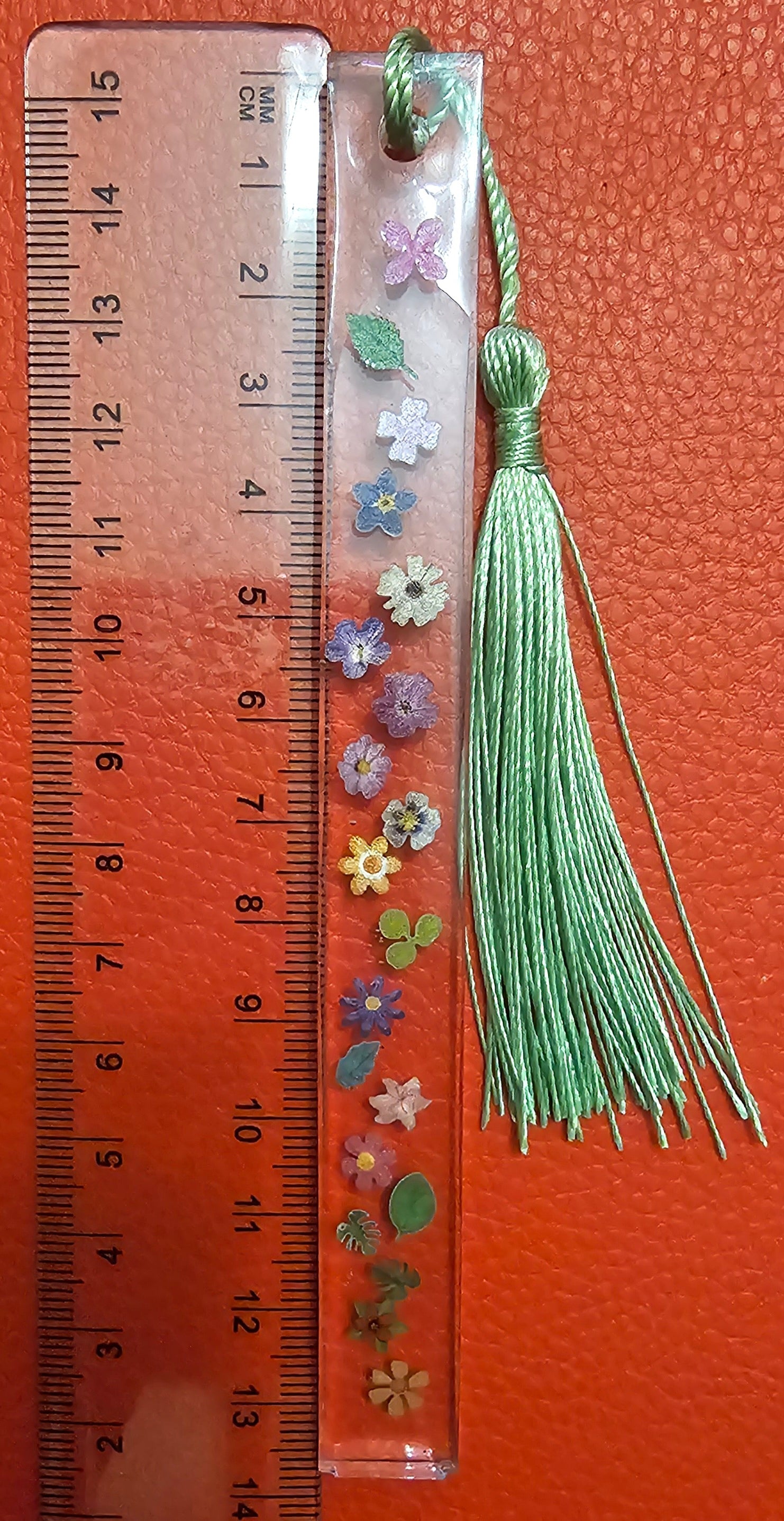 Floral Resin Bookmark | Mixed Flower Charms & Sage Green Tassel | Handmade Cottagecore Gift Australia