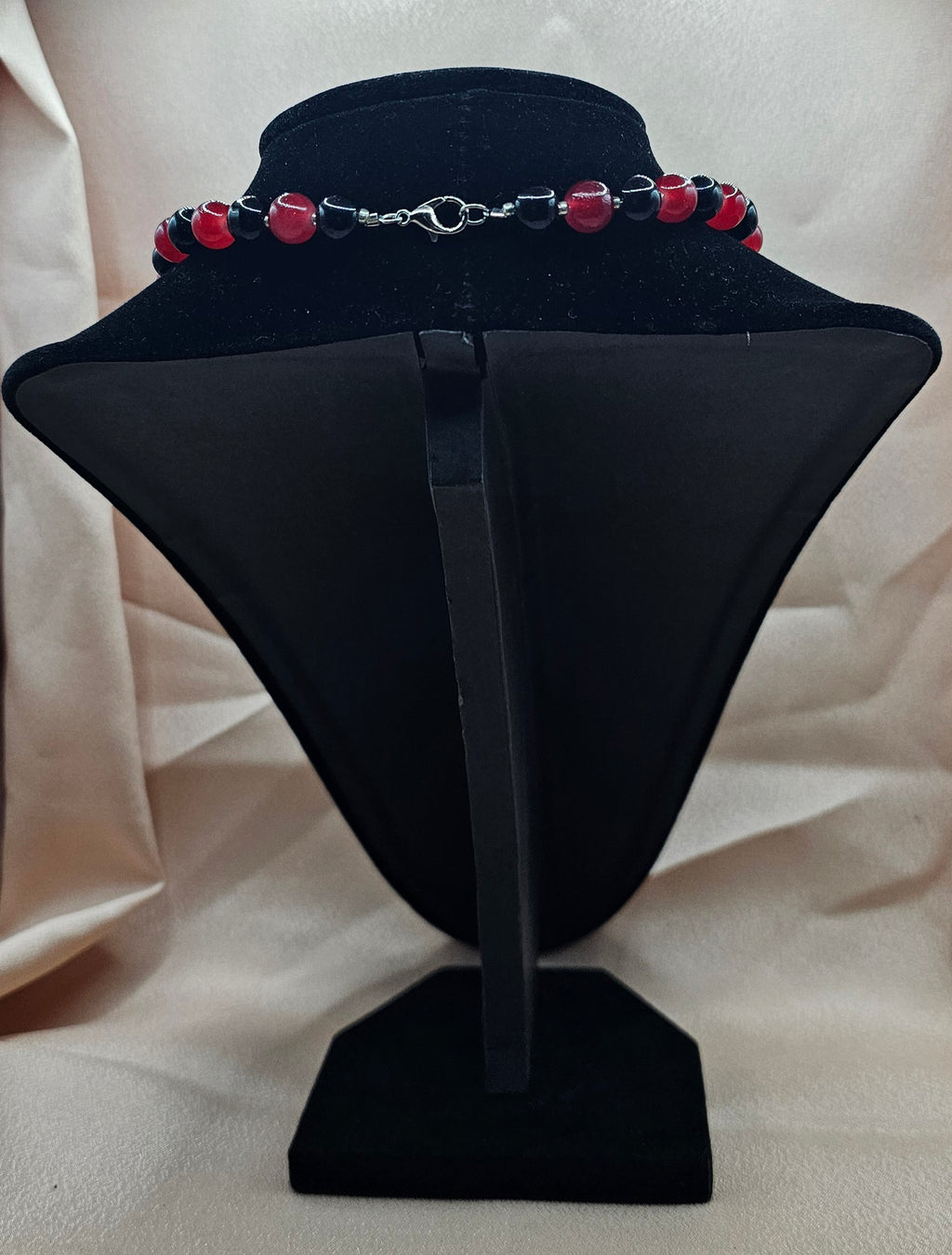 Red & Black Beaded Gothic Necklace | Occult Goat Pendant | Handmade Alt Jewellery