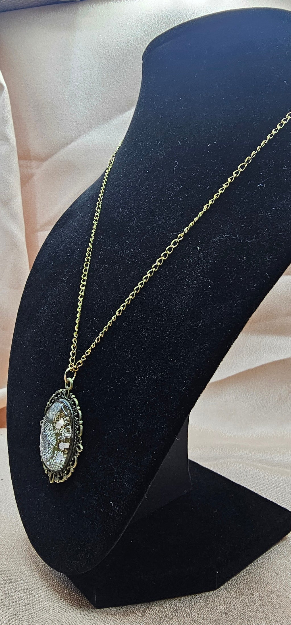 Batman's Relic — Pilbara Rock Monitor Lizard Skin Resin Pendant Necklace | Antique Bronze Filigree | Witchy Gothic Australian Handmade