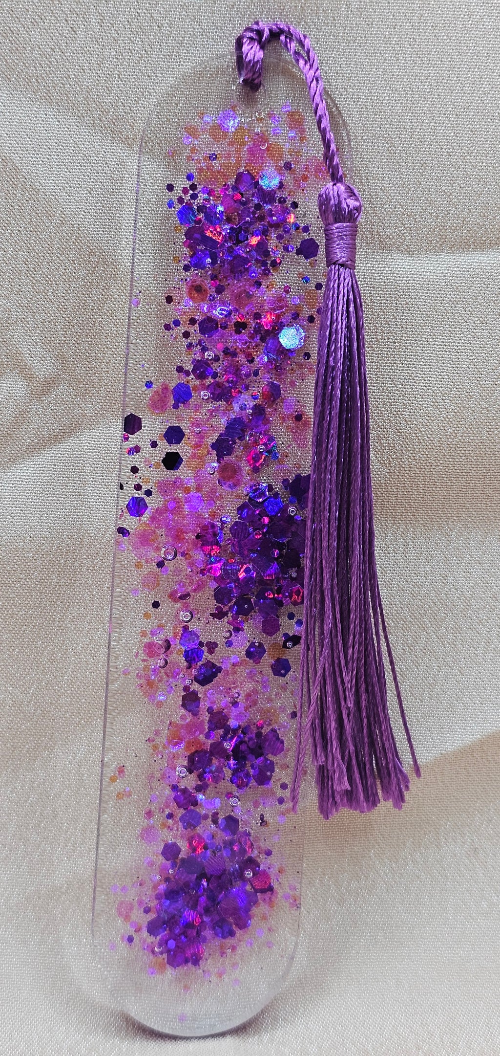 Purple Holographic Resin Bookmark | Iridescent Glitter & Mixed Purple Pink Flakes | Witchy Lunar Cottagecore Gift Australia