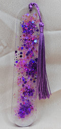 Purple Holographic Resin Bookmark | Iridescent Glitter & Mixed Purple Pink Flakes | Witchy Lunar Cottagecore Gift Australia