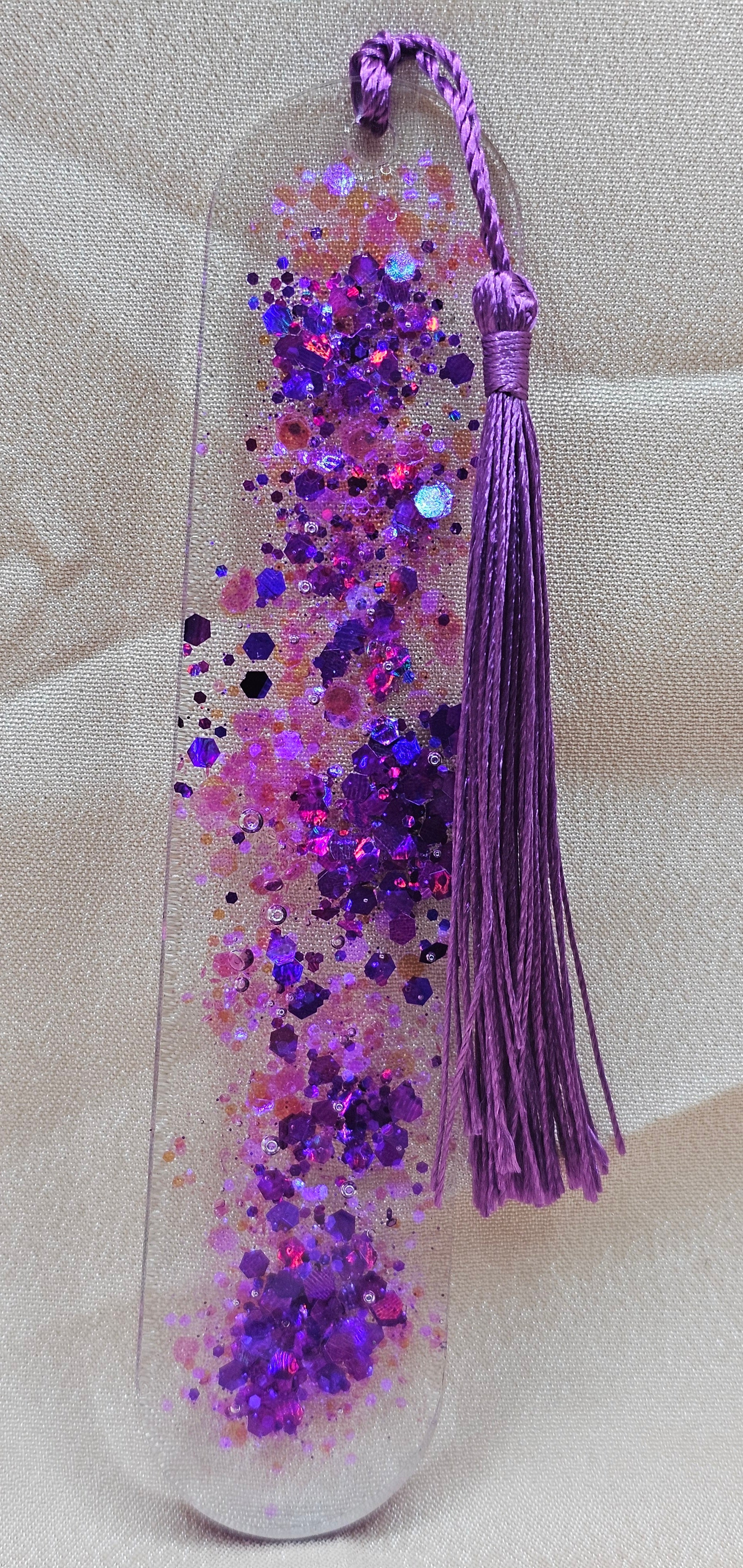 Purple Holographic Resin Bookmark | Iridescent Glitter & Mixed Purple Pink Flakes | Witchy Lunar Cottagecore Gift Australia